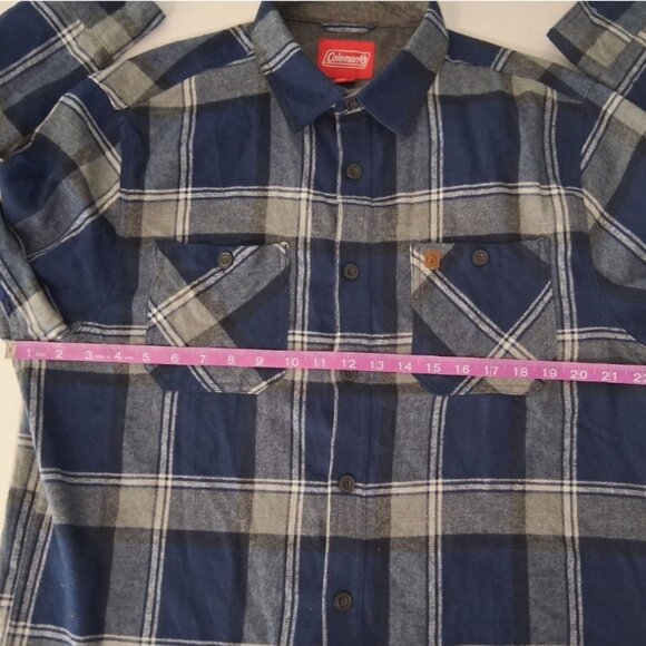 Coleman Shirt Mens Large Plaid Flannel Blue Gray Button Up Outdoor Workwear - Picture 9 of 10